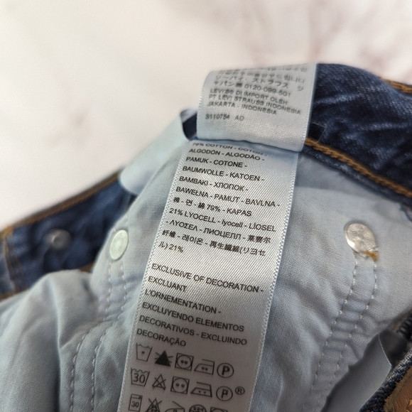 Levis Premium Jeans Women 27 Ribcage Straight Ankle Button Fly High Indigo Dark - Picture 10 of 15
